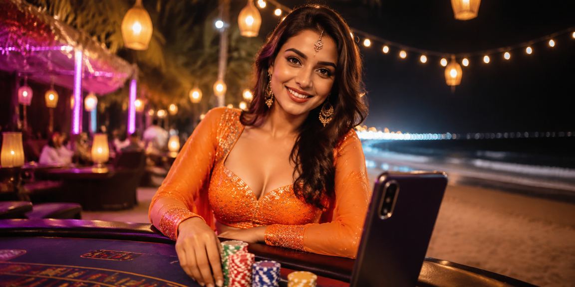 Players enjoying a table game by the beach in India