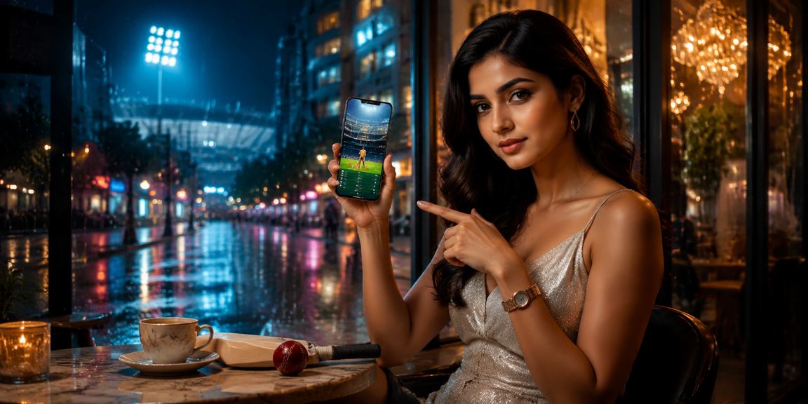 Vibrant Mumbai city neon with cricket betting apps